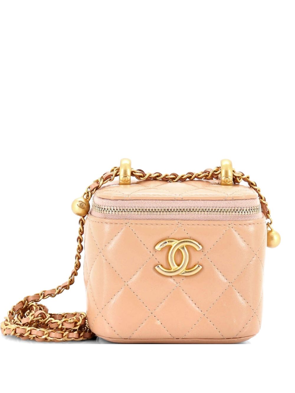 Pearl Crush Vanity Case with Chain Quilted Lambskin Mini clutch bag