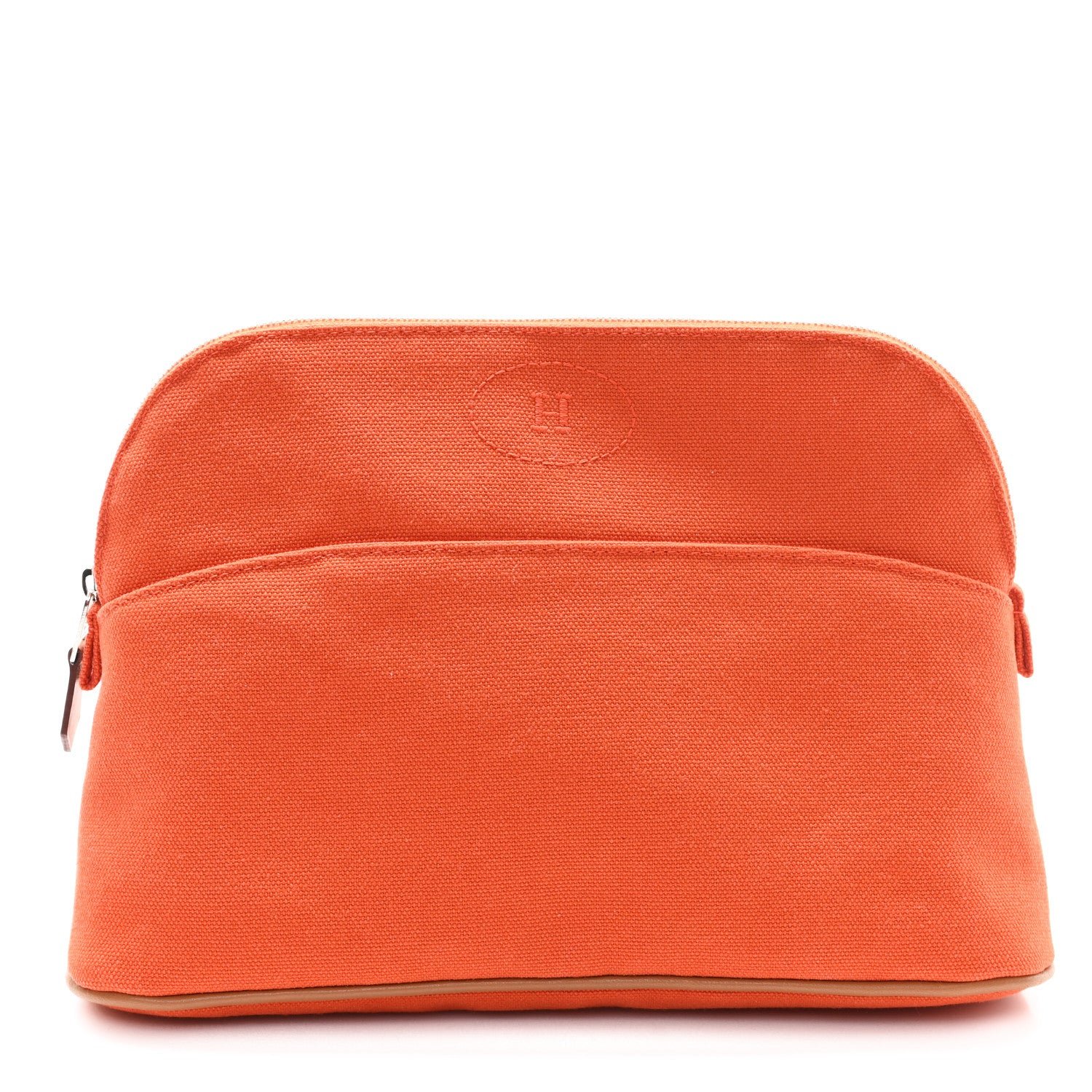 Hermes Cotton Canvas Bolide Travel Cosmetic Pouch MM Feu