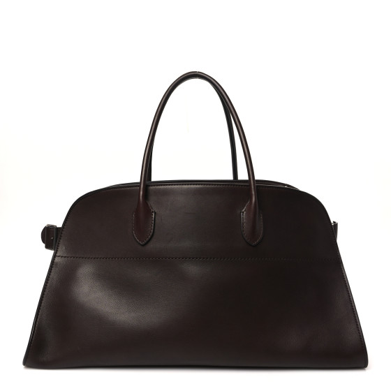 The Row Polished Saddle Calfskin EW Margaux Chestnut