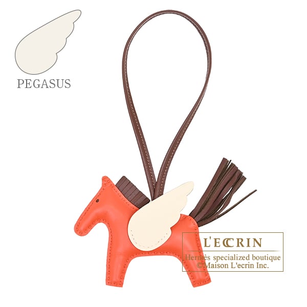 Hermes Rodeo charm Pegasus PM Capucine/Terre/Craie Agneau/Swift leather
