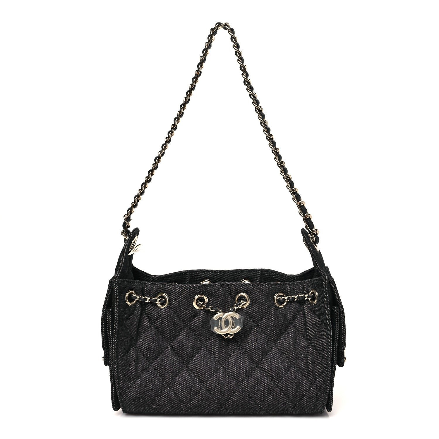 Chanel Denim Quilted Mini Chanel 25 Handbag Dark Blue