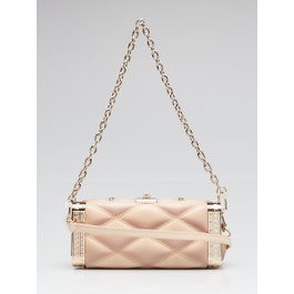 Louis Vuitton Louis Vuitton Beige Quilted Lambskin GO-14 Malletage Minaudière Bag