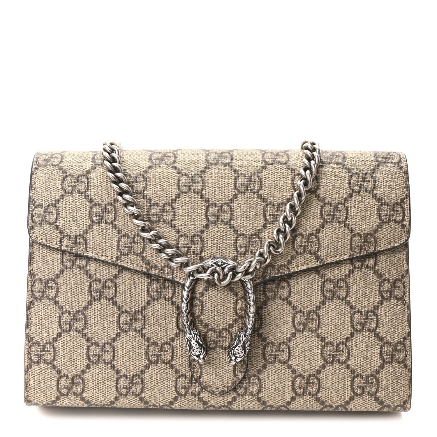 Gucci GG Supreme Monogram Mini Dionysus Chain Wallet Beige Taupe