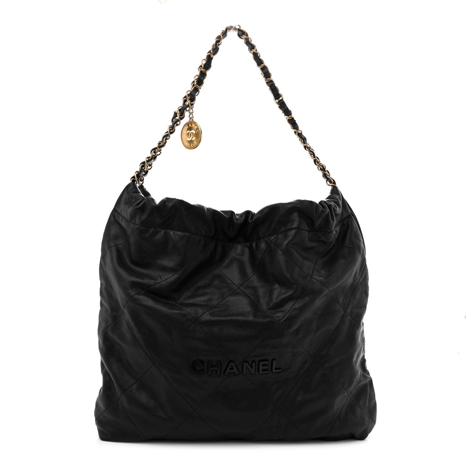 Chanel Shiny Caviar Quilted Monochrome Small Chanel 22 Black