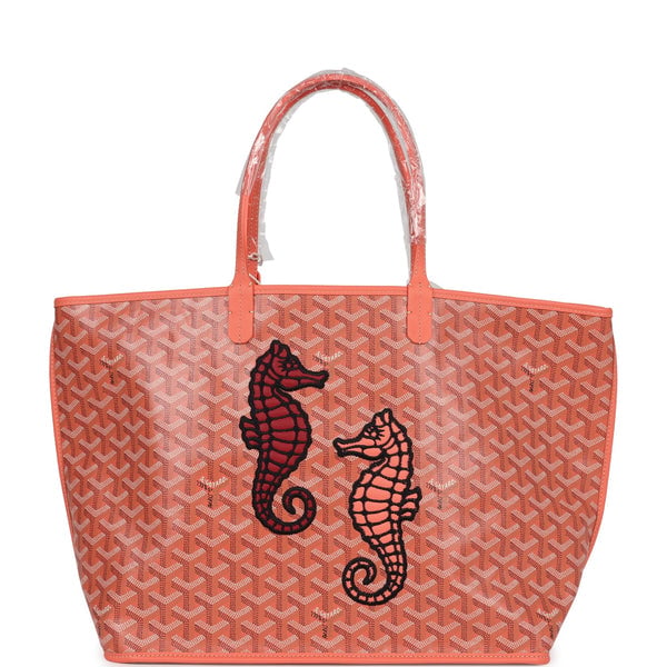 Goyard Goyard Goyardine Coral Anjou PM Embroidered Seahorse Bag Palladium Hardware