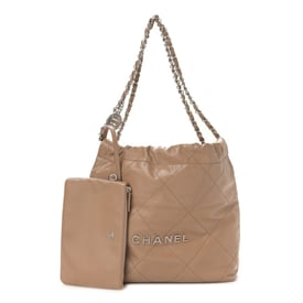 Chanel Shiny Calfskin Quilted Small Chanel 22 Beige