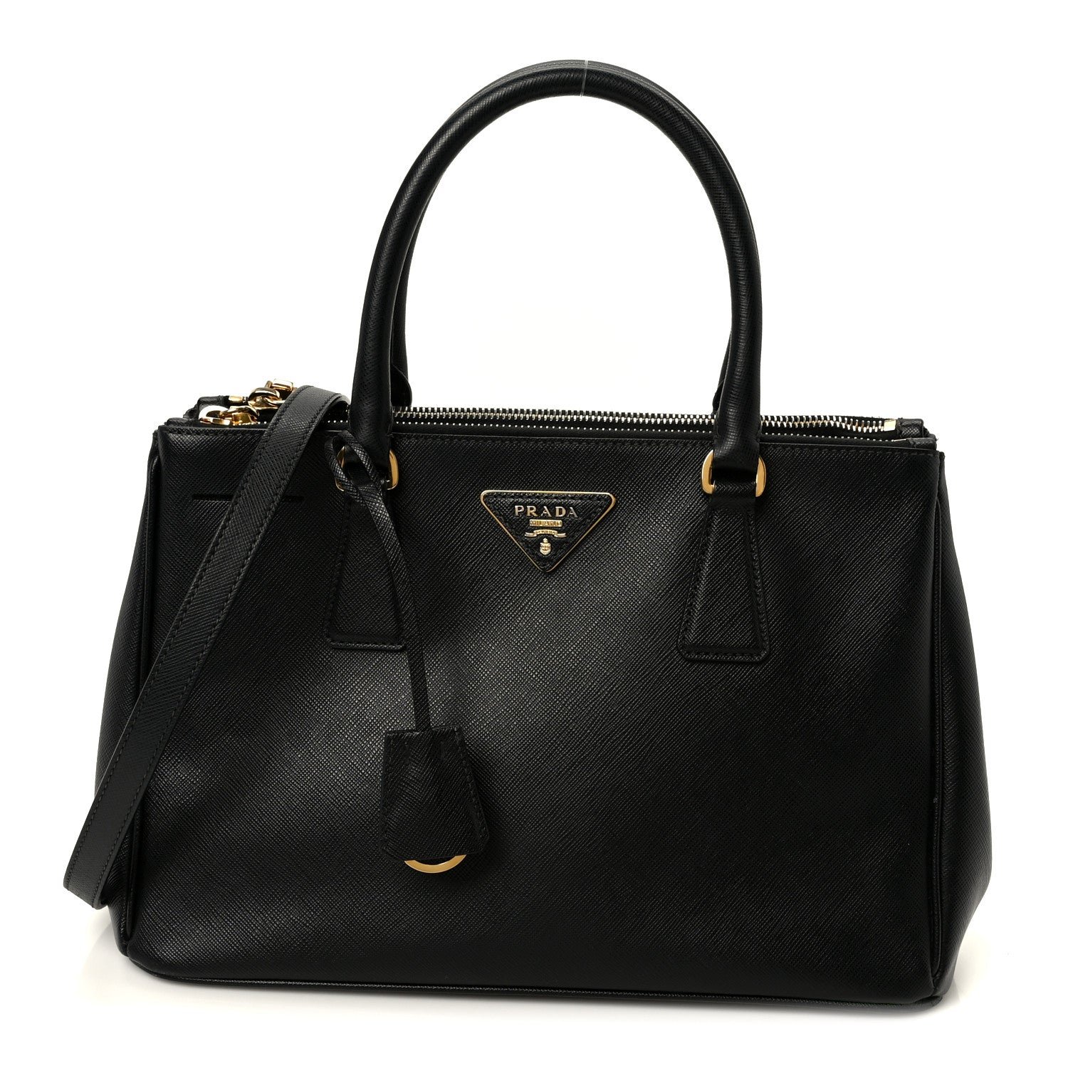 Prada Saffiano Small Galleria Double Zip Tote Black