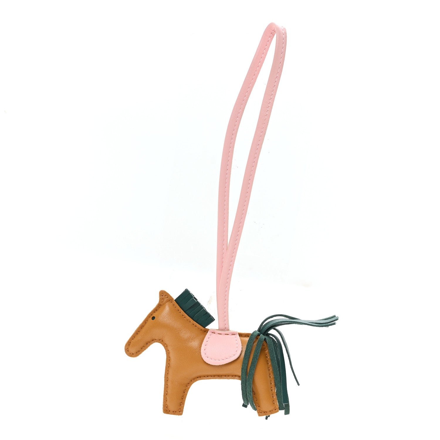 Hermes Milo Lambskin Grigri Rodeo Horse Bag Charm PM Sesame Malachite Rose Sakura