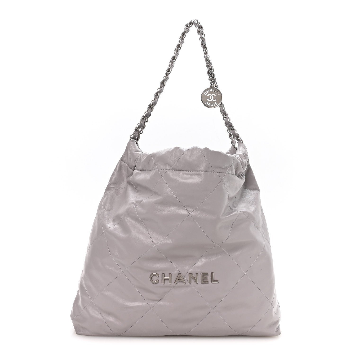 Chanel Shiny Calfskin Quilted Chanel 22 Grey