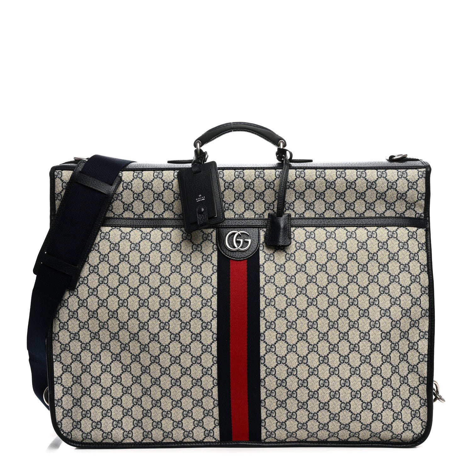 Gucci GG Supreme Monogram Web Savoy Garment Bag Beige Blue