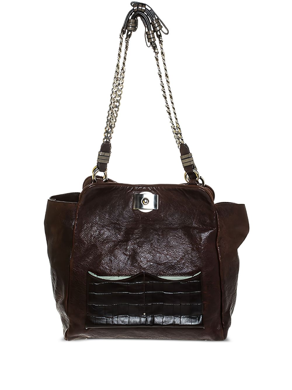 chain-strap leather tote bag