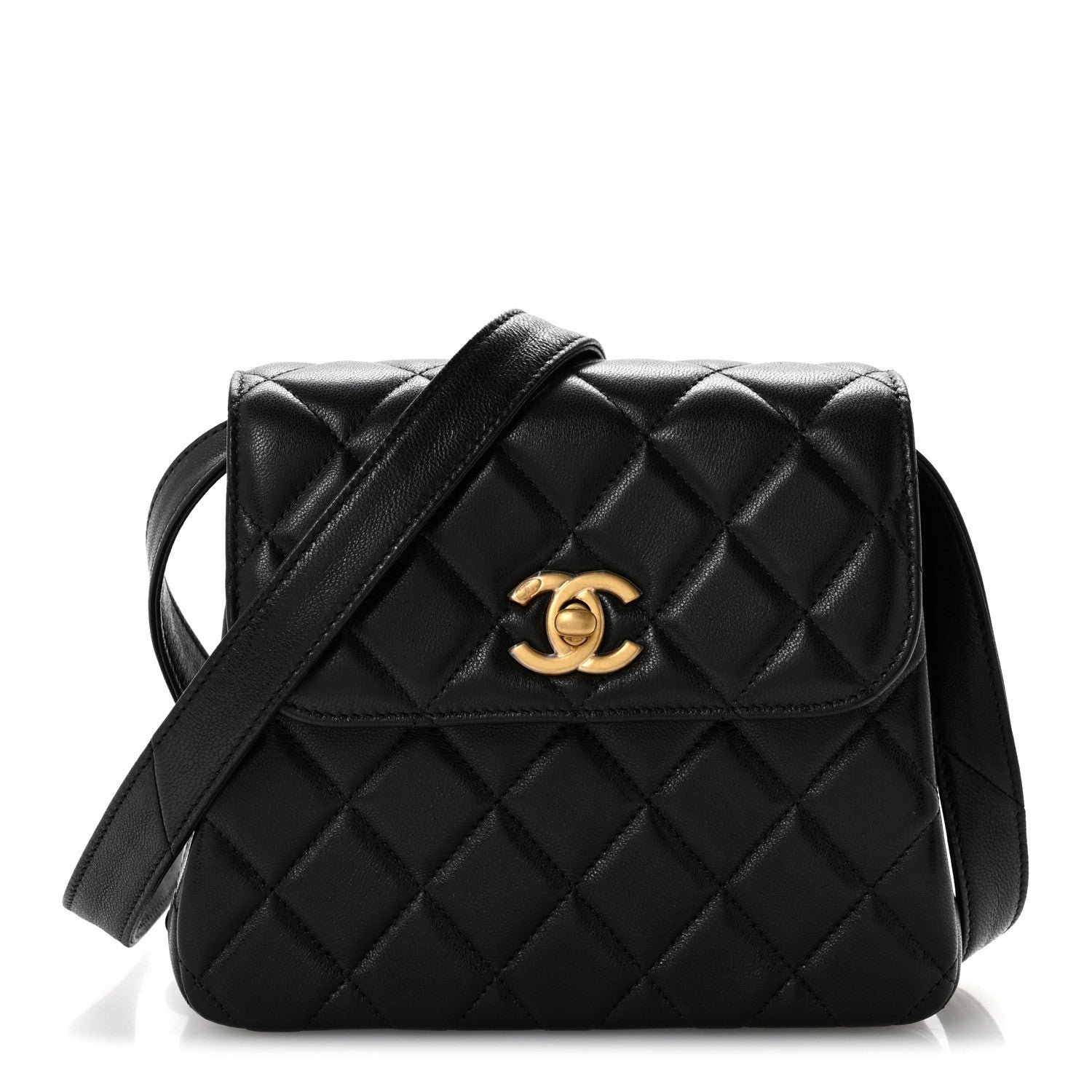 Chanel Lambskin Quilted Crossbody Flap Black