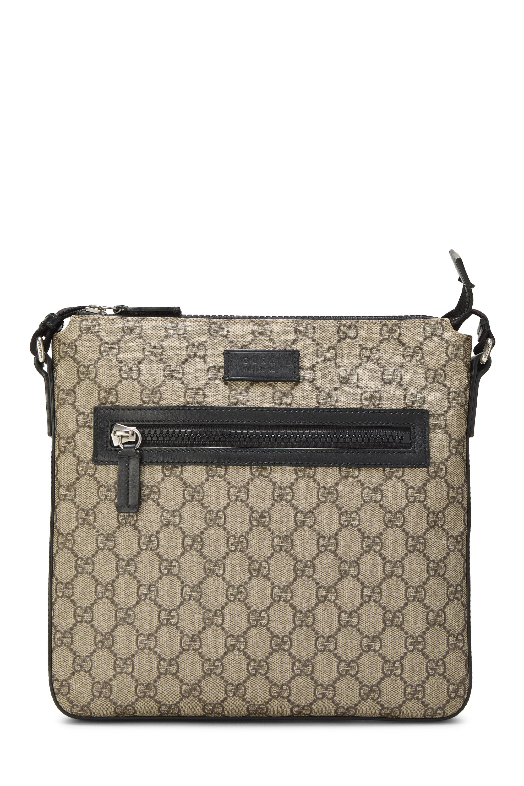 Black GG Supreme Canvas Zip Pocket Flat Messenger