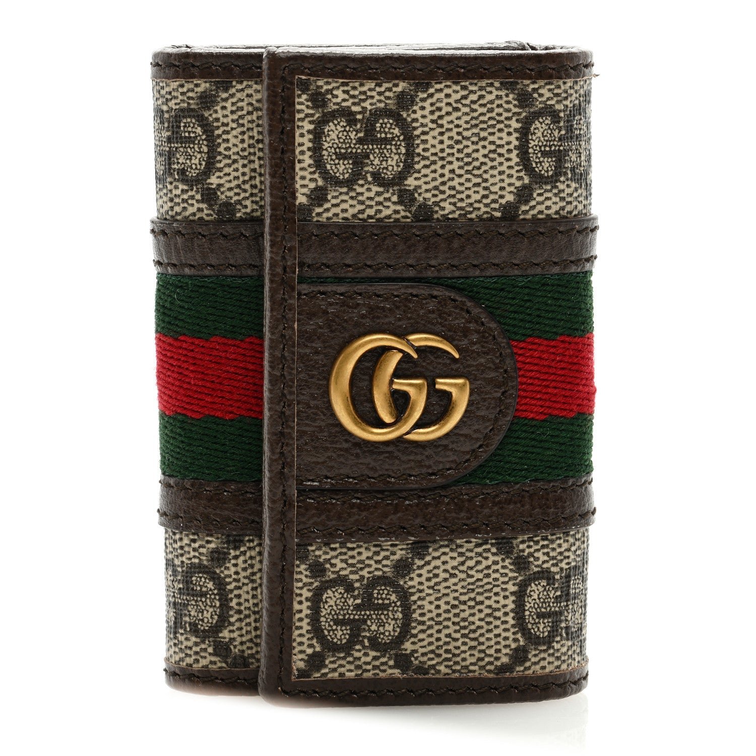 Gucci GG Supreme Monogram Web Ophidia 6 Key Holder Case Beige New Acero