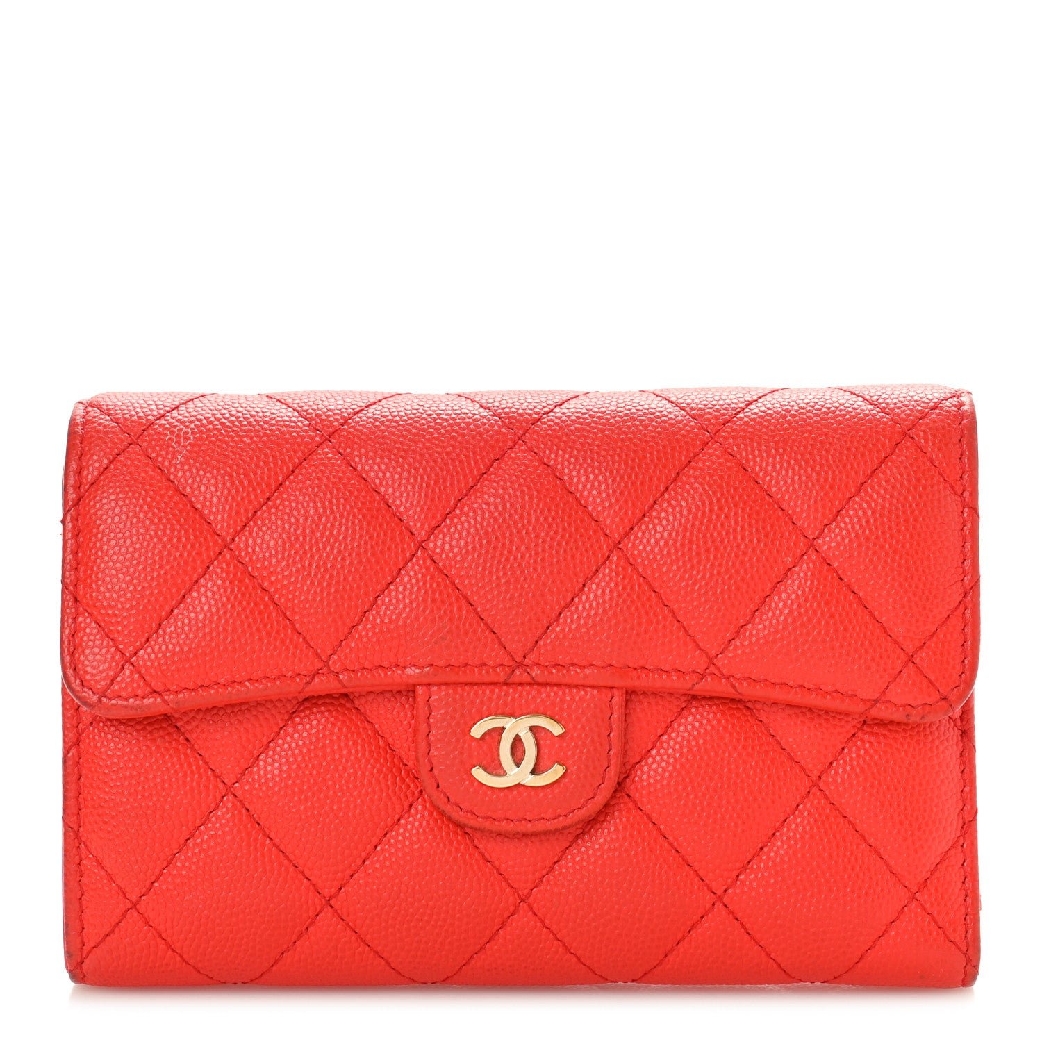 Chanel Caviar Quilted Medium Flap Wallet Red
