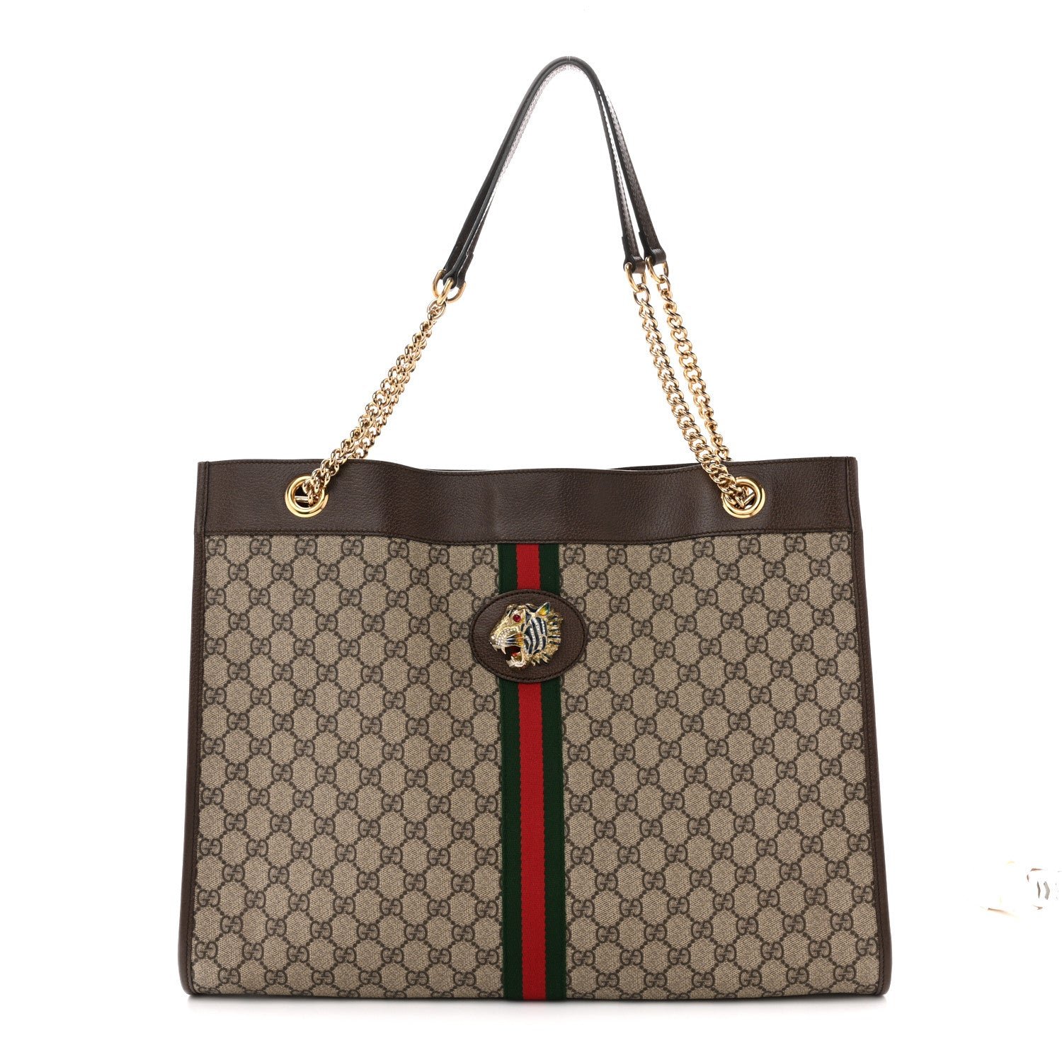 Gucci GG Supreme Monogram Large Rajah Chain Tote Beige New Acero