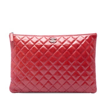 Patent Leather Large Quilted Patent O Case Clutch