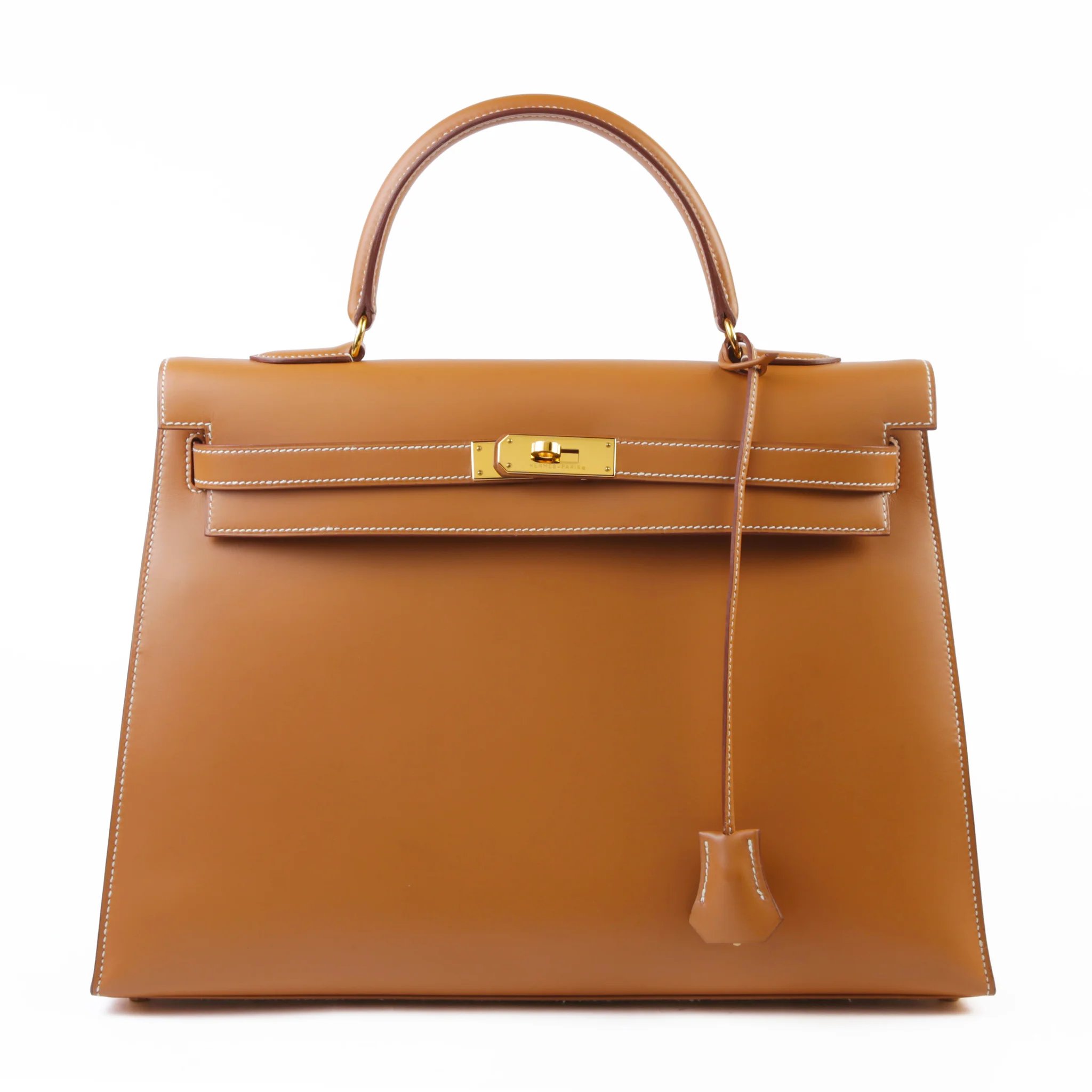 Very Good ( Rank A) HERMÈS Kelly 35 Sellier Natural (27) Vache Gold hardware Circle Y (1995)
