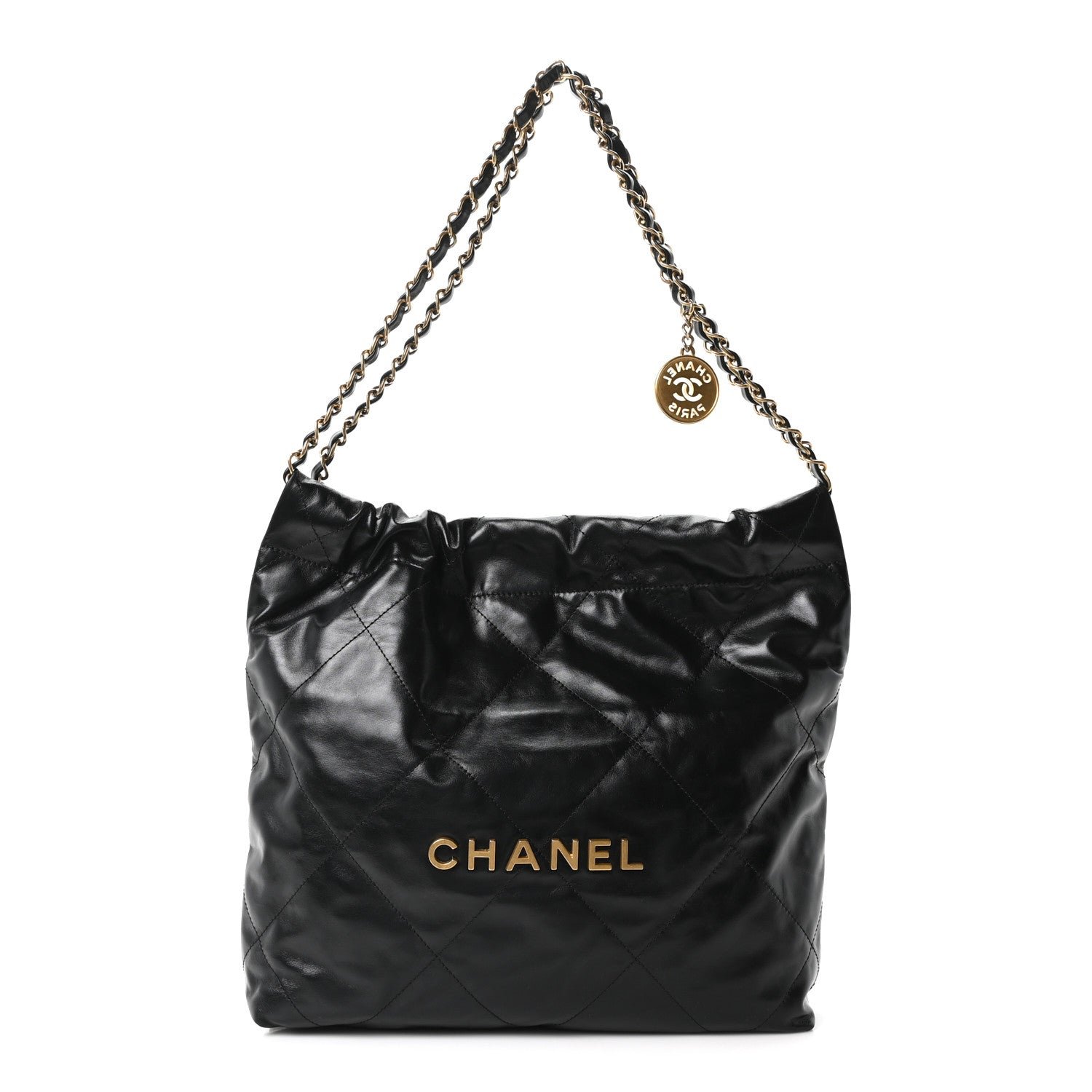 Chanel Shiny Calfskin Quilted Small Chanel 22 Black
