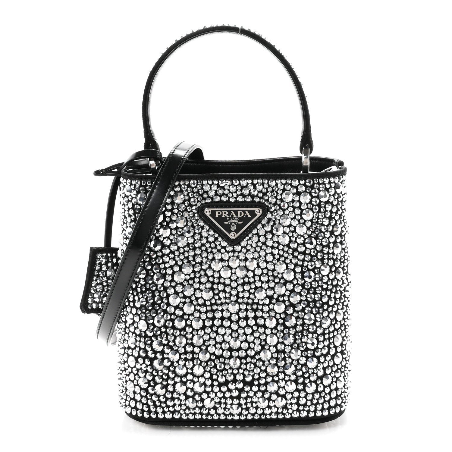 Prada Satin Crystal Small Panier Bucket Bag Metal