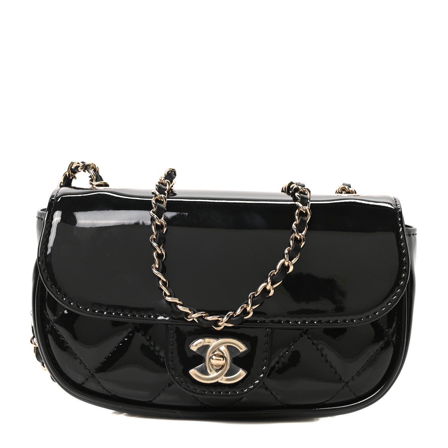 Chanel Chanel Patent Calfskin Quilted Mini Flap Black