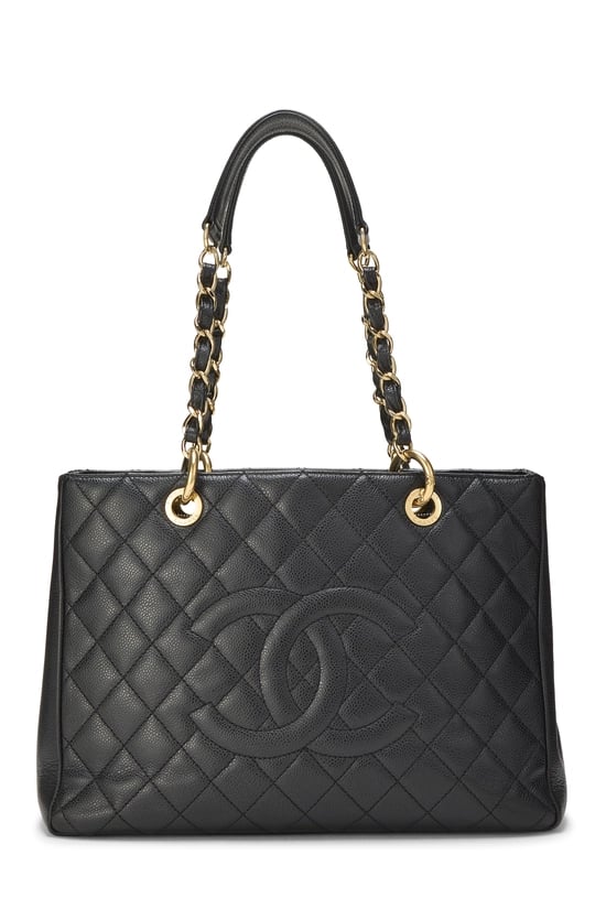 Black Quilted Caviar Grand Shopping Tote (GST)