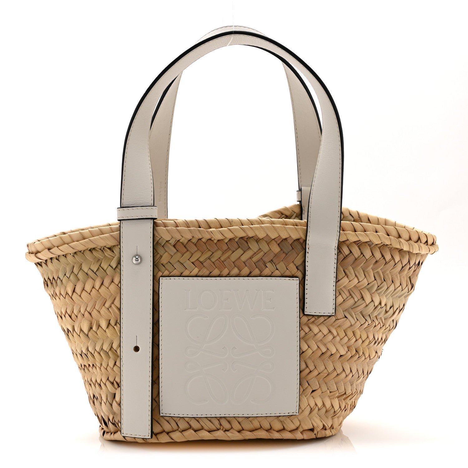 Loewe Raffia Small Basket Tote Bag Natural White