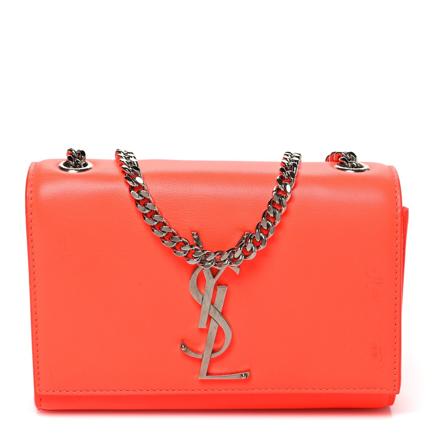 Saint Laurent Saint Laurent Calfskin Monogram Small Kate Satchel Neon Orange