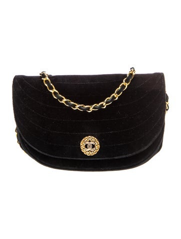 Velvet Half Moon Flap Bag