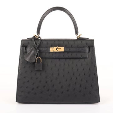 Hermes Ostrich Sellier Kelly 25