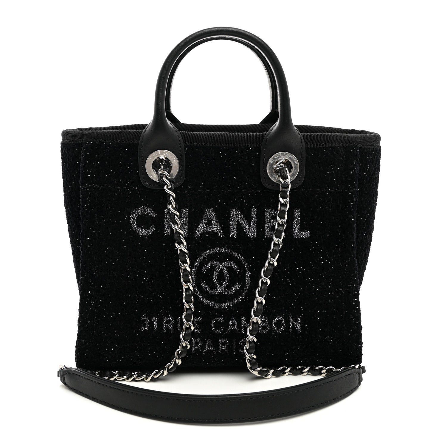 Chanel Lurex Canvas Mini Deauville Tote Black