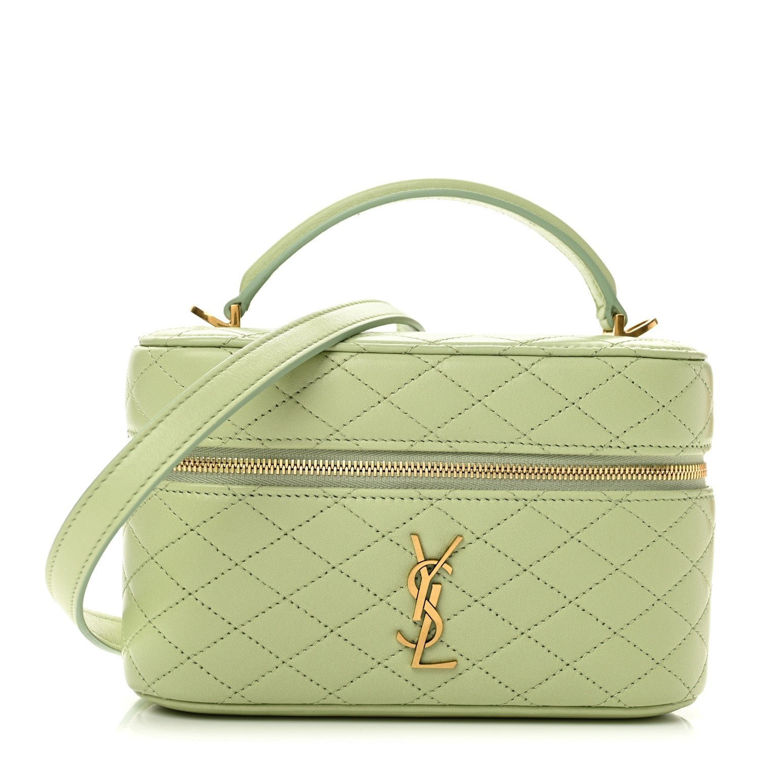 Saint Laurent Lambskin Quilted Gaby Vanity Bag Misty Jade
