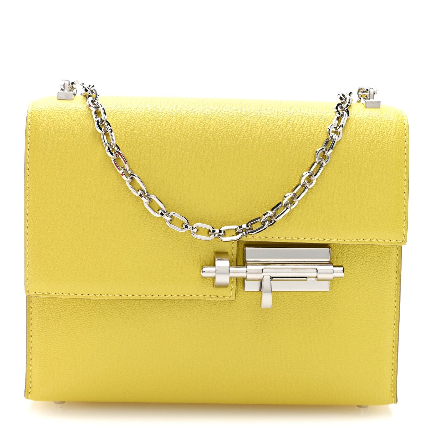Hermes Chevre Mysore Mini Verrou Chaine Bag Lime