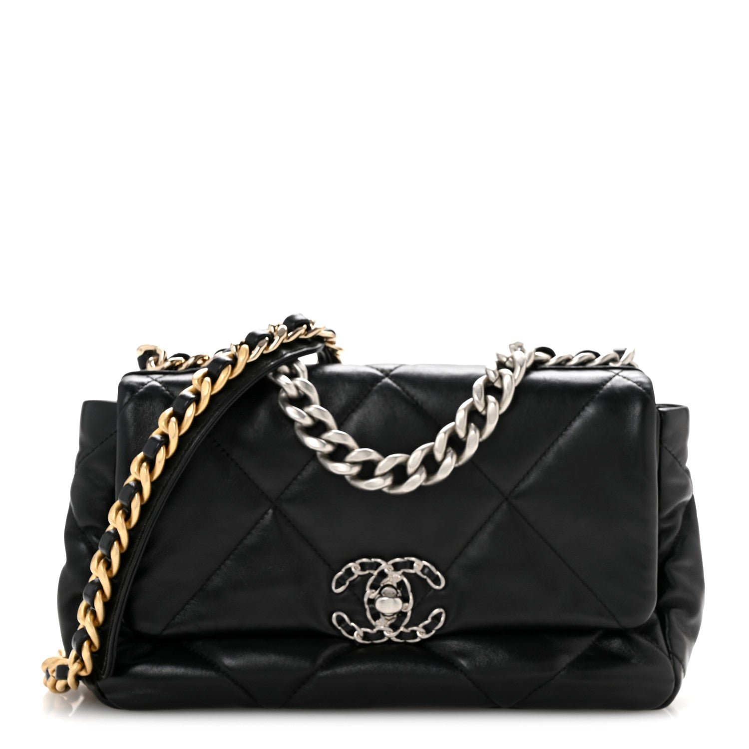 Chanel Lambskin Quilted Medium Chanel 19 Flap Black