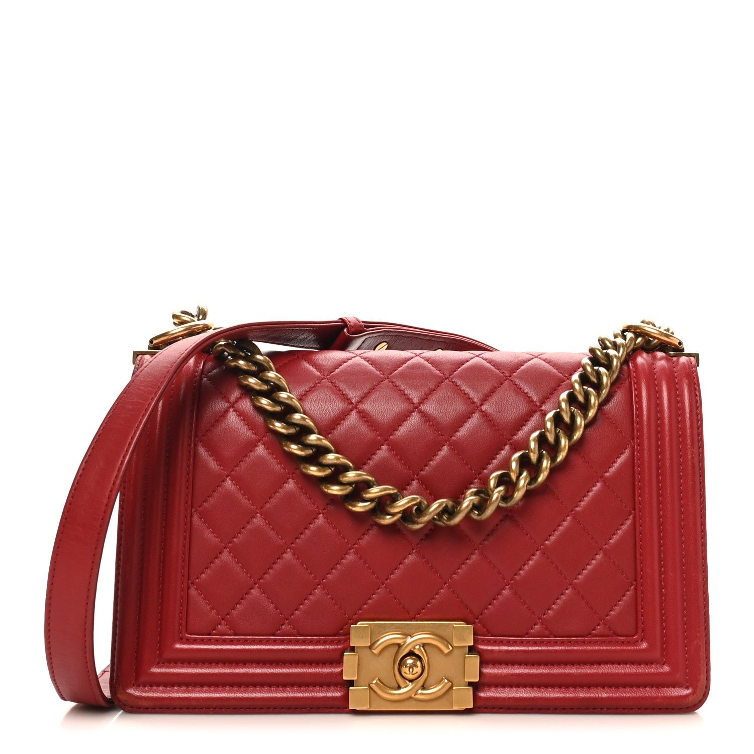 Chanel Lambskin Quilted Medium Boy Flap Dark Red