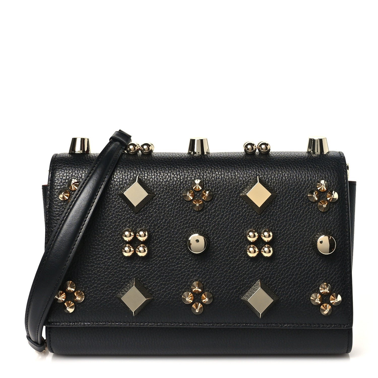 Christian Louboutin Christian Louboutin Calfskin Spikes Paloma Wallet On Chain Black