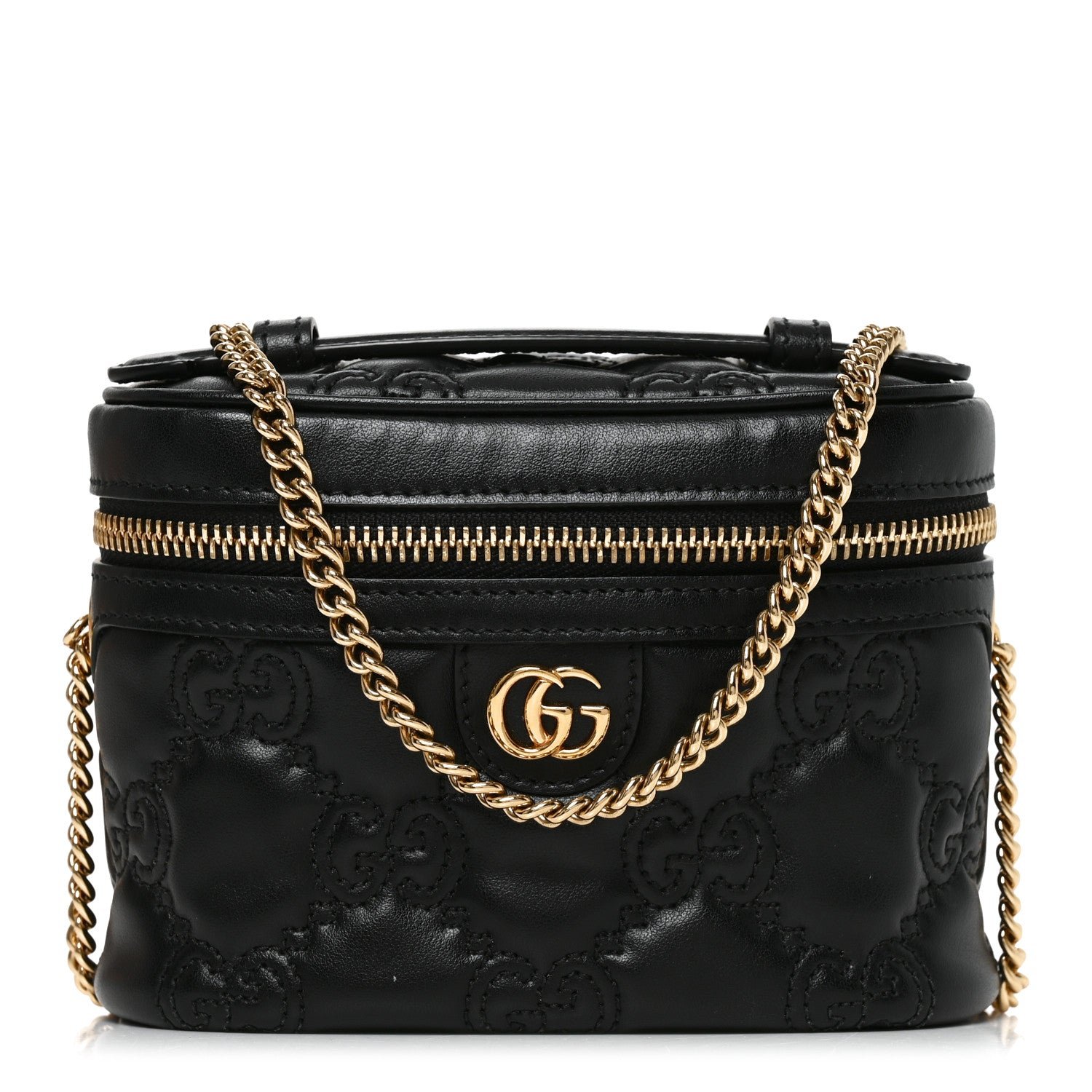 Gucci Calfskin GG Matelasse Mini Top Handle Bag Black