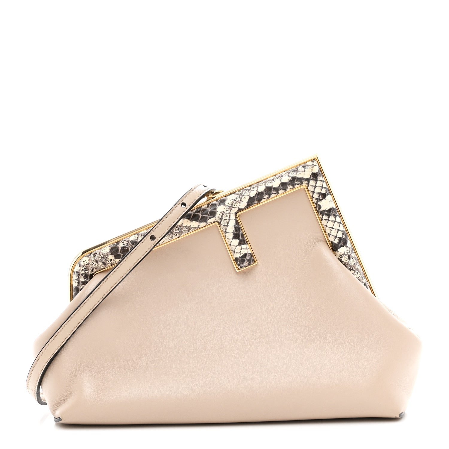 Fendi Shiny Nappa Snakeskin Small Fendi First Rosa Confetto Cipria