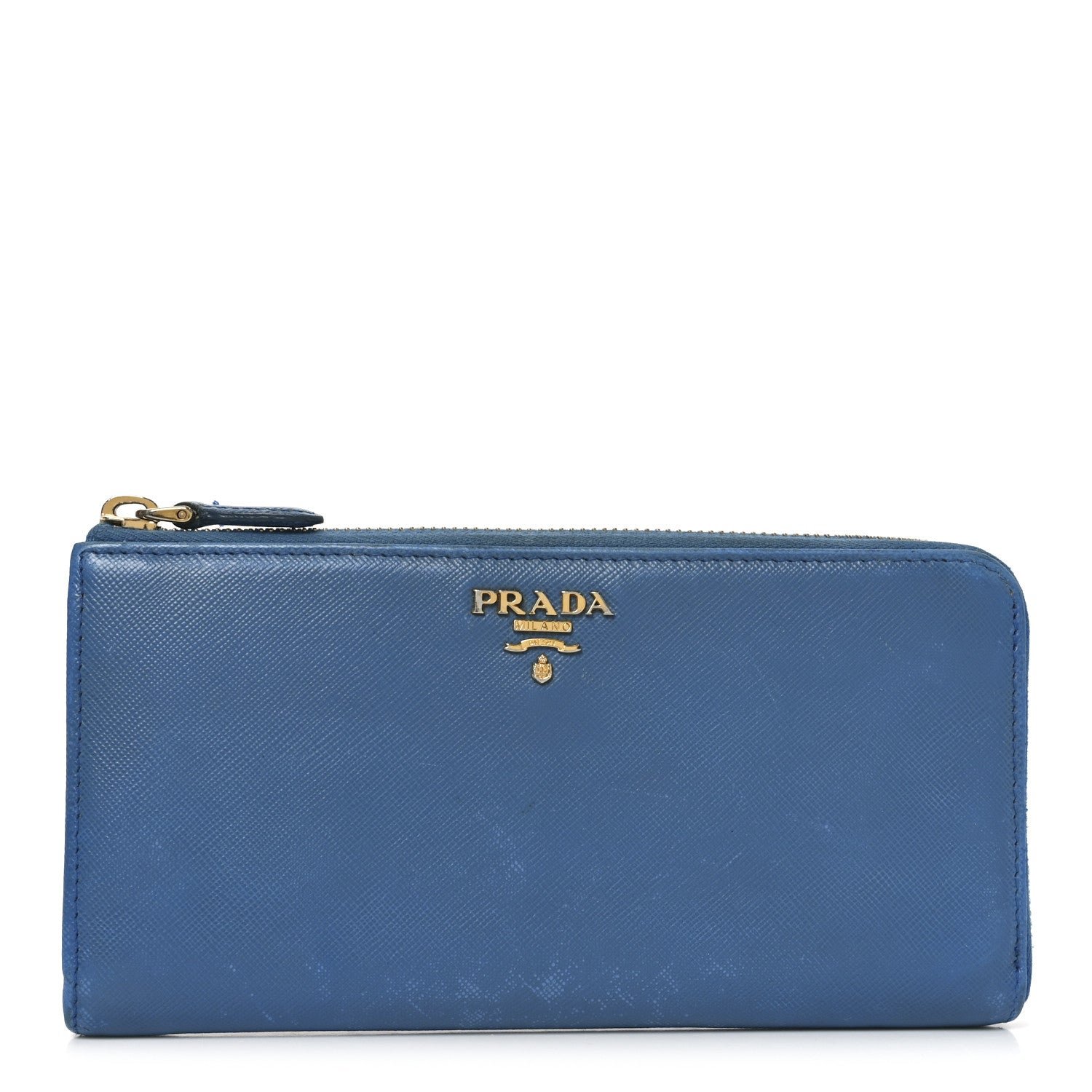 Prada Vitello Move Half Zip Wallet Cobalto