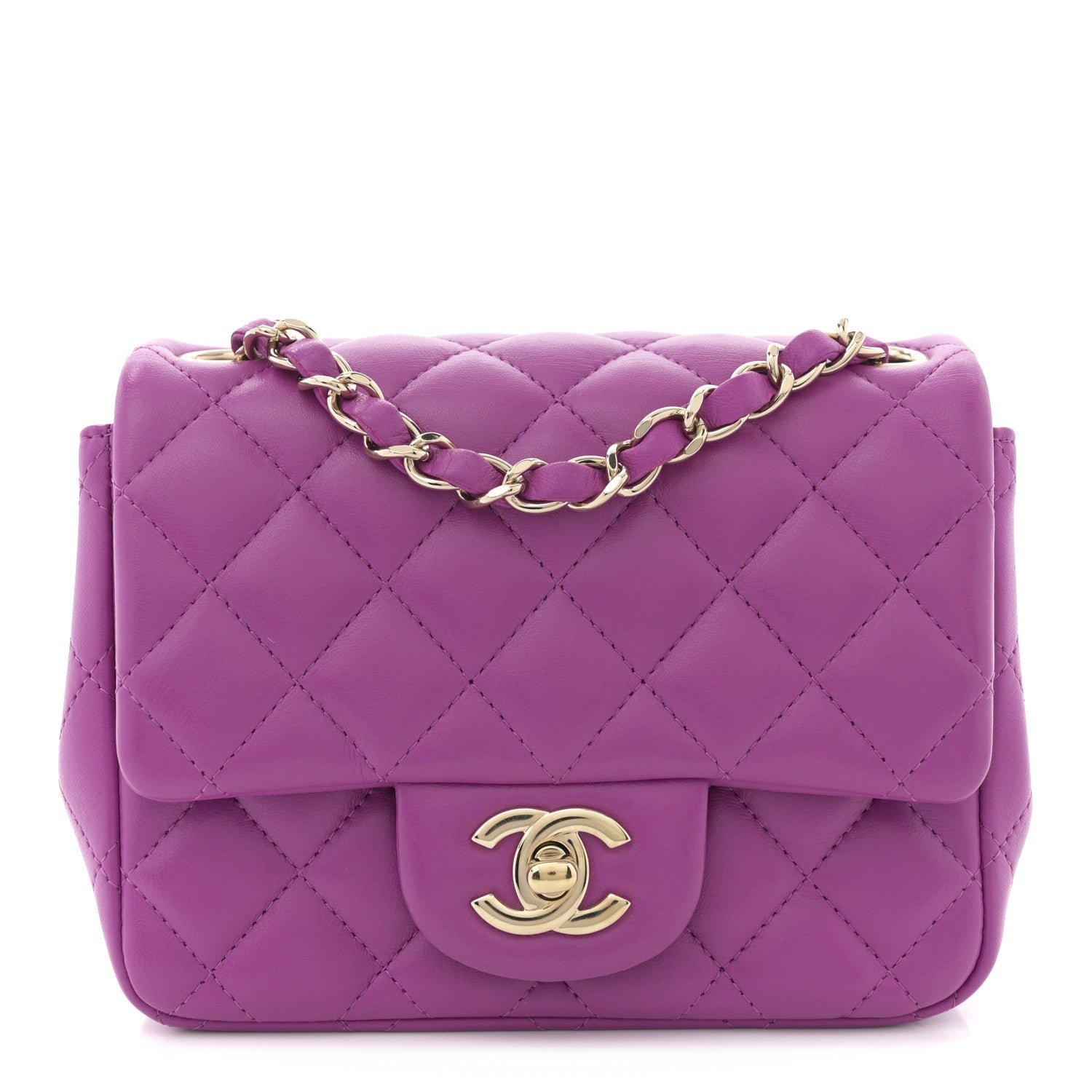 Chanel Lambskin Quilted Mini Square Flap Purple