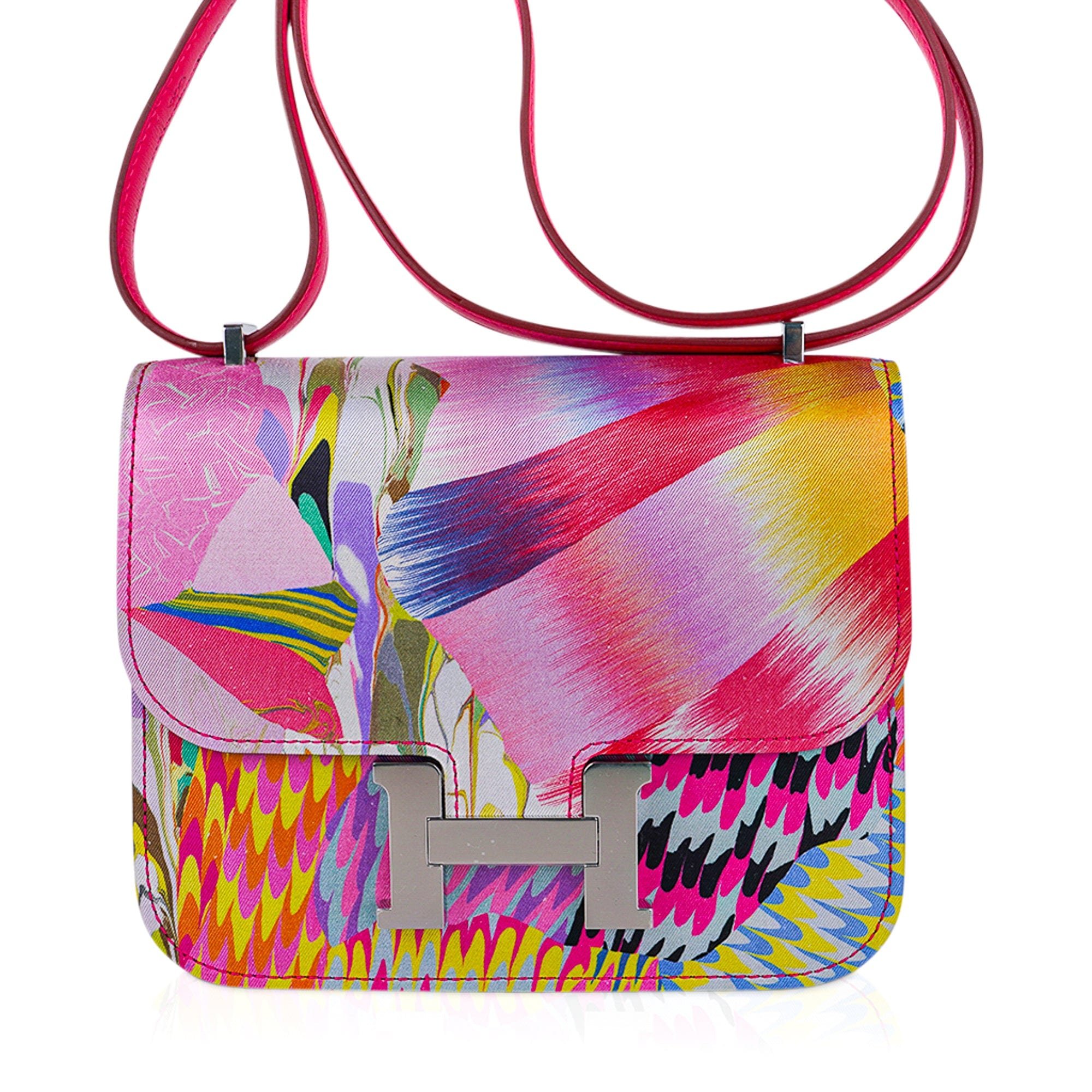 Hermes Hermes Limited Edition Mini Constance 18 Bag Marble Silk with Palladium Hardware