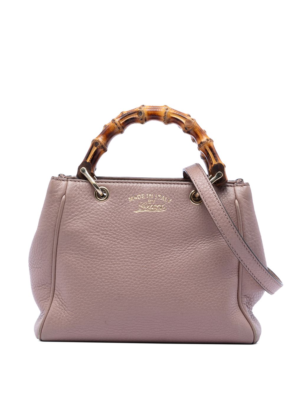 2016-2026 Mini Calfskin Bamboo Shopper satchel
