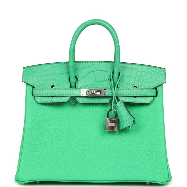 Hermes Hermes Birkin 25 Vert Comics Togo and Matte Alligator Touch Palladium Hardware