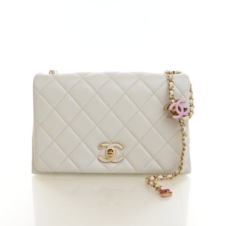 Chanel Calfskin CC Enamel Flap Bag