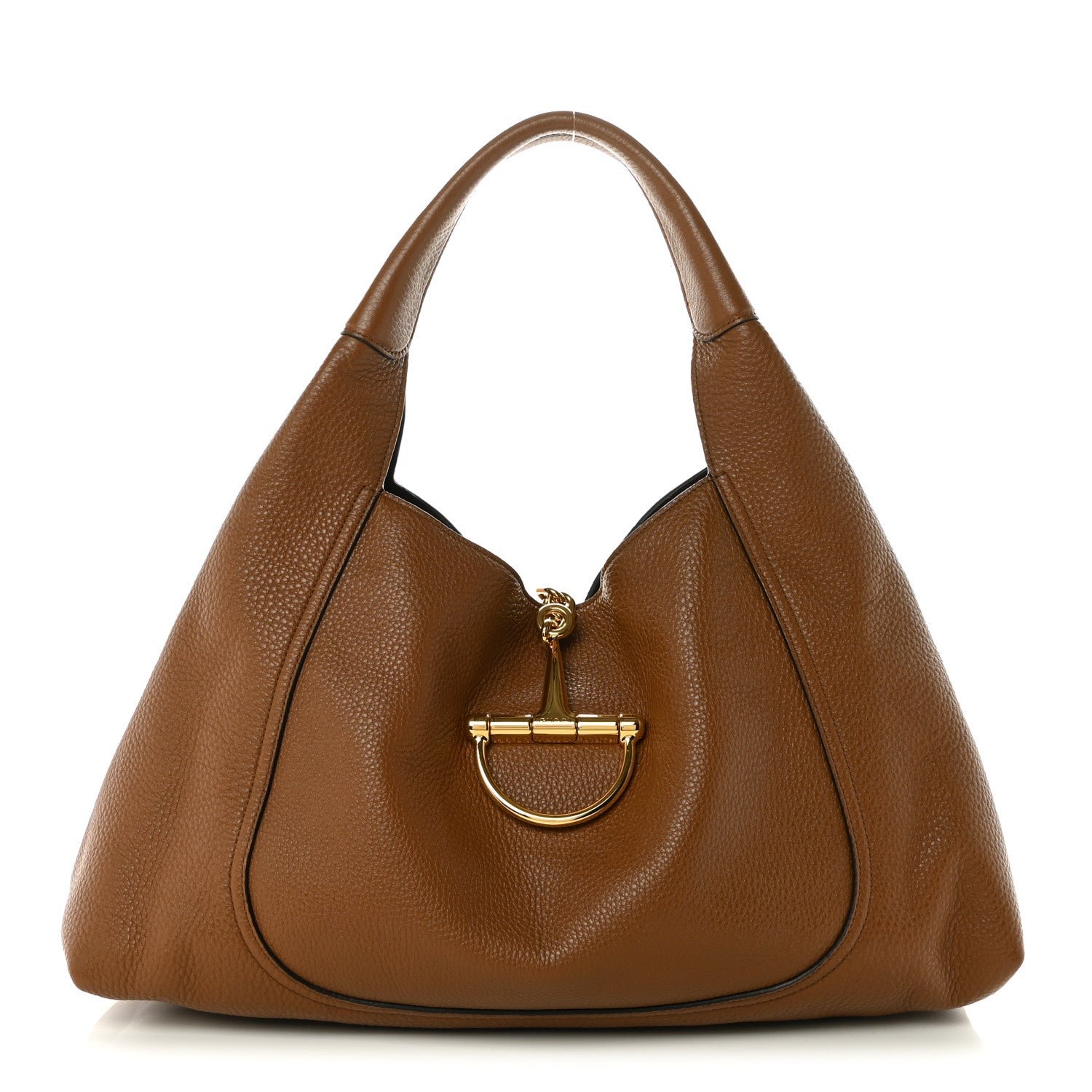 Gucci Grained Calfskin Softbit Maxi Shoulder Bag Brown