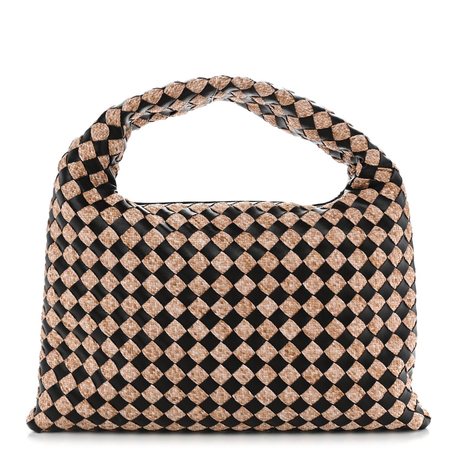Bottega Veneta Nappa Raffia Intrecciato Small Hop Fondant Natural