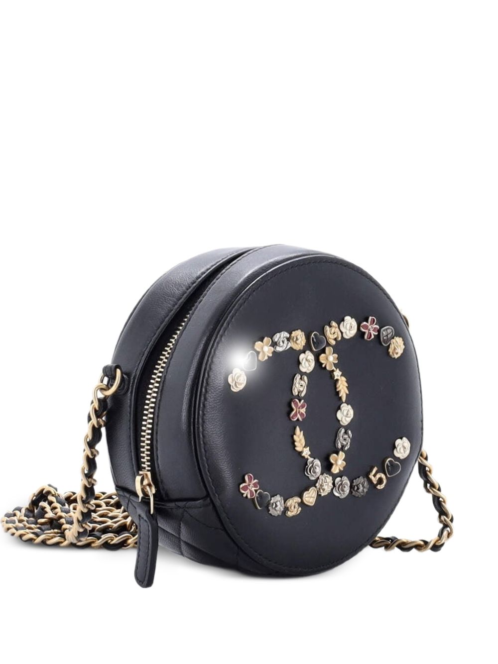 Lucky Charms Round With Chain Embellished Lambskin clutch bag