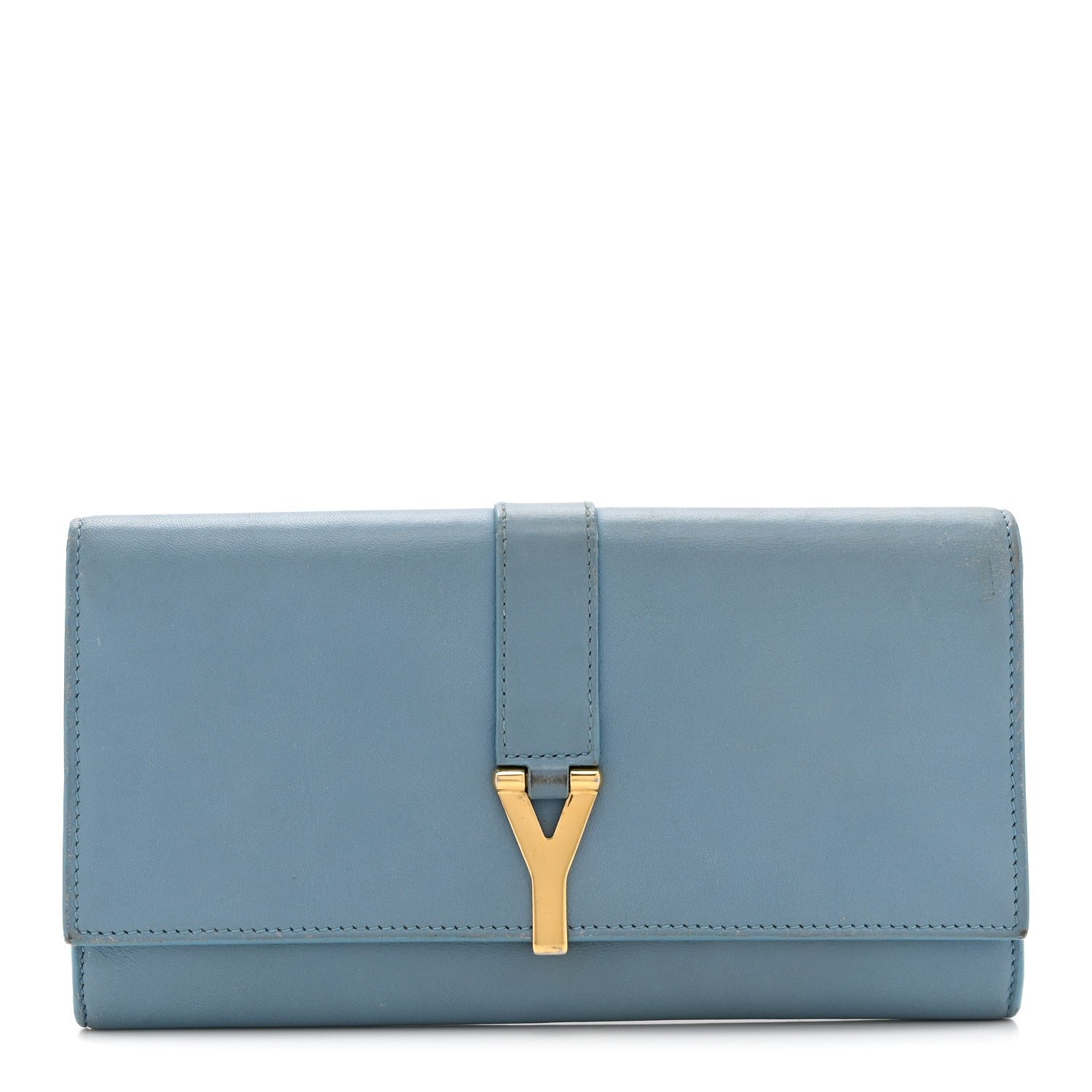 Saint Laurent Calfskin Classic Y Ligne Clutch Blue