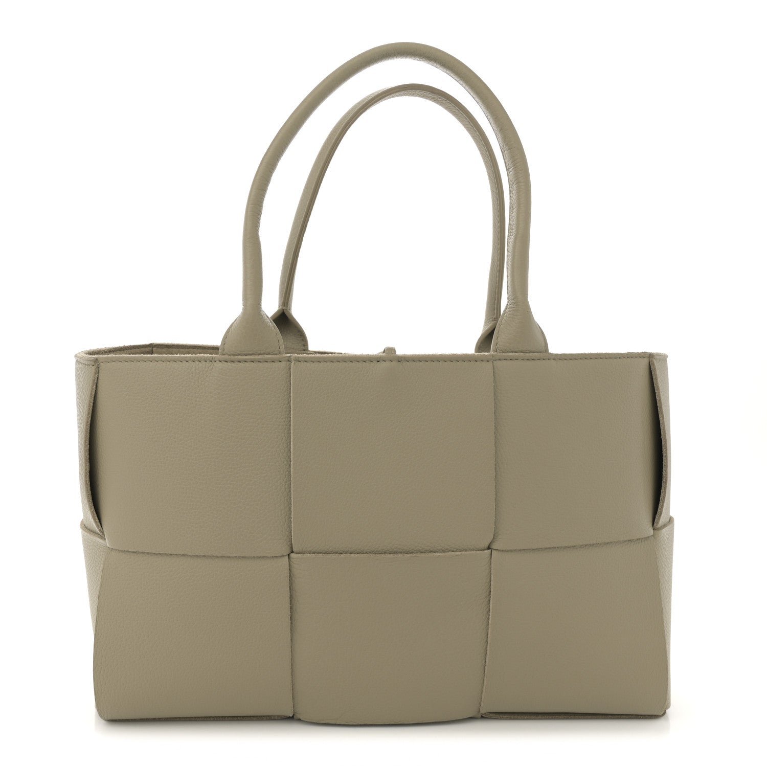 Bottega Veneta Grained Calfskin Intrecciato Small Arco Tote Taupe
