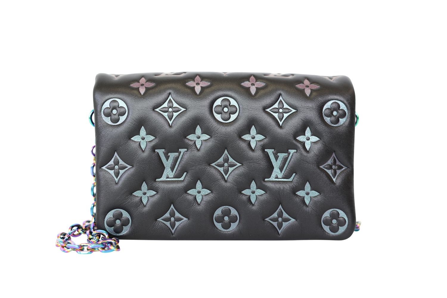 Louis Vuitton Louis Vuitton Coussin Pochette, Black Leather with Rainbow Hardware, As New in Box WA001